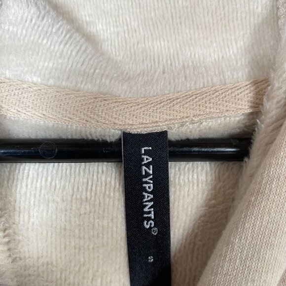 Lazypants Beige Hooded Sweatshirt Embroidered Detail Kangaroo Pocket Mens Size S - Picture 4 of 12